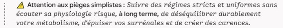 encart de texte expliquant les risques des diètes extrémistes